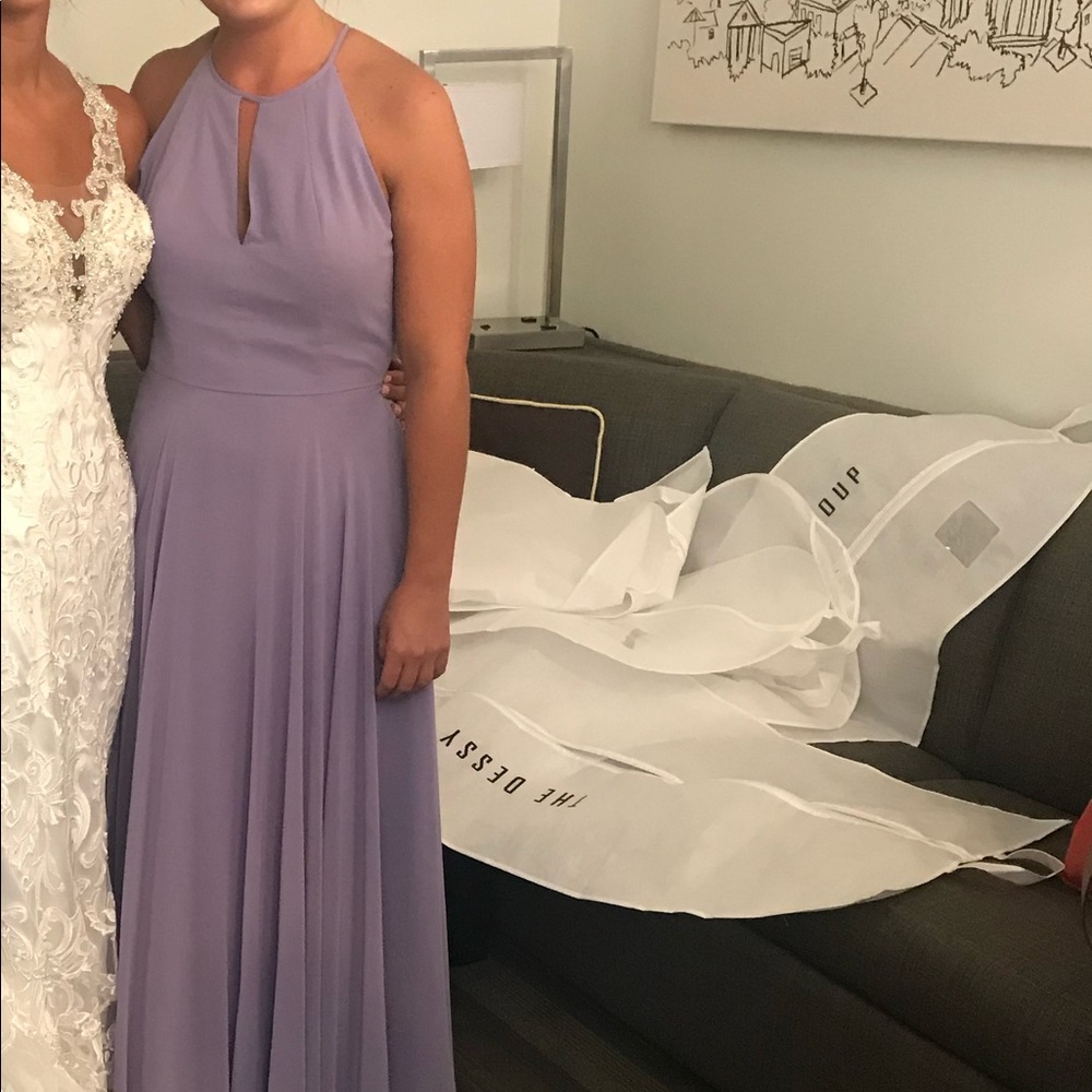 Dessy lilac bridesmaid dress